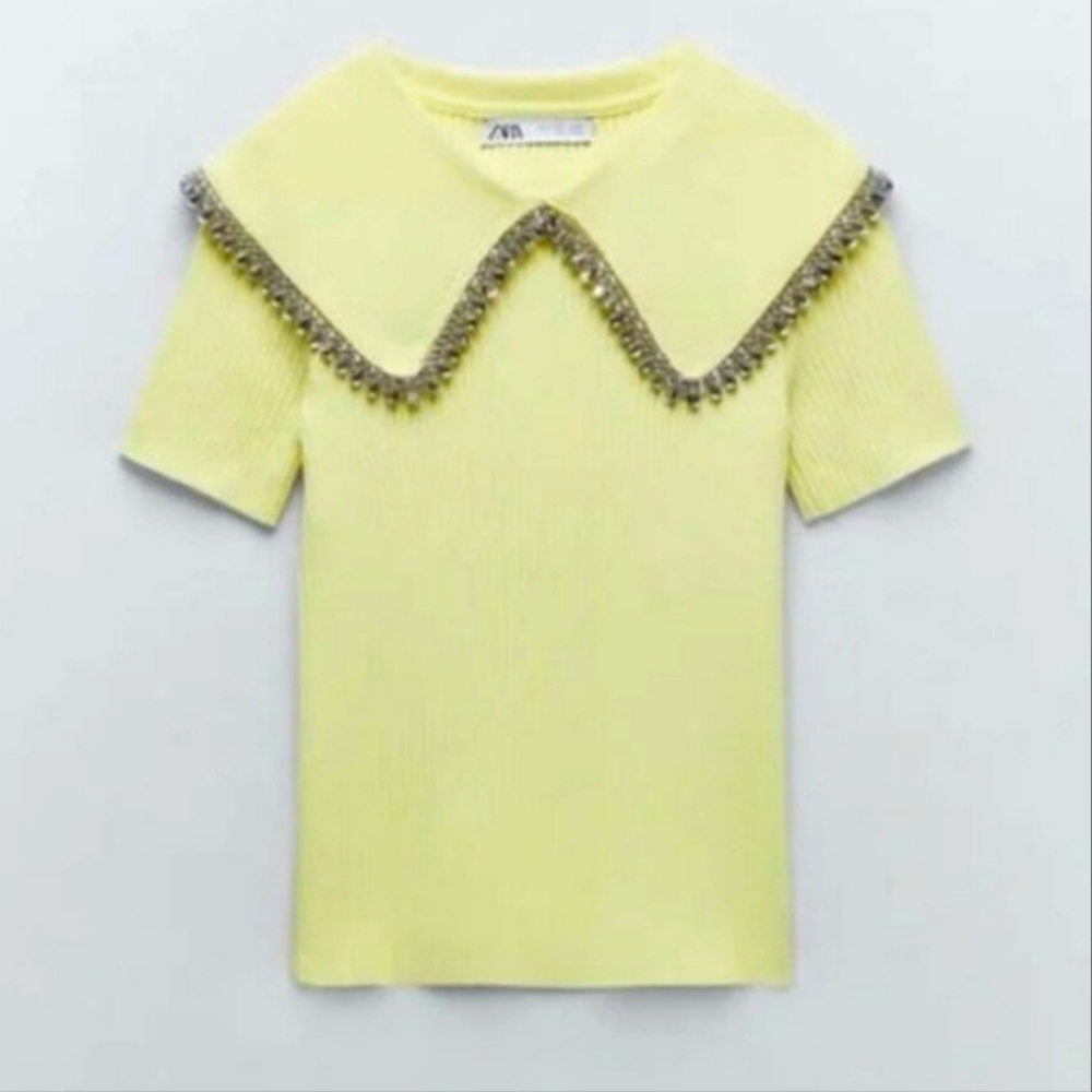 Yellow Peter Pan Collar Top from Zara